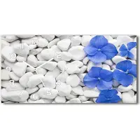 Tulup Wanduhr aus Glas – 60x30 cm - Glasbild - Glasuhr - Gehärtetes Glas - weisse-zeiger - Hortensie