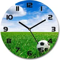 Tulup Wanduhr aus Glas 30fi Glasbild Glasuhr Gehärtetes Glas - schwarze-zeiger - Football on the meadow