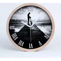 Tulup Holzuhr 25fi cm wanduhr - weiße Spitzen - Gitarrist auf dem Pier