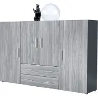 Vladon Highboard Nora Anrichte mit 2 Schubladen und 4 Türen mit insgesamt 8 Fächer dahinter, Anthrazit matt/Avola-Anthrazit (166,5 x 106,5 x 35 cm)