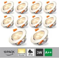 VINGO 10X LED Einbaustrahler Spot Warmweiss 3W Dimmbar Set Einbauleuchte Deckenleuchte Strahler IP44