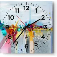 ARTTOR Wanduhr - Quadrat - Glasuhr - Abstraktion modern - 40x40cm - Schleichendes Uhrwerk - Lautlos - zum Aufhängen bereit - Dekoration Modern - Wanddekoration aus Glas - C4AC40x40-4028