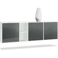 Vladon Kommode Cuba, Germany, Weiß matt/Grau Hochglanz - Modernes Sideboard für Ihr Wohnbereich - (BxHxT) 182x53x35 cm