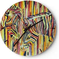 ARTTOR Wanduhr - Rund - Glasuhr - Zebra Abstraktion - 30x30cm - Schleichendes Uhrwerk - Lautlos - zum Aufhängen bereit - Dekoration Modern - Wanddekoration aus Glas - C3AR30x30-3499