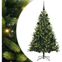 Syfax Künstlicher geflammter Weihnachtsbaum 150 LEDs Grün 150 cm