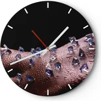 ARTTOR Wanduhr - Rund - Glasuhr - Frau Körper Kristalle Wassertropfen - 40x40cm - Schleichendes Uhrwerk - Lautlos - zum Aufhängen bereit - Dekoration Modern - Wanddekoration aus Glas - C3AR40x40-0341