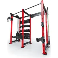 ATLETICA R8 Falcon L | Sportscar Red | Kompaktes Power Rack mit Kabelzug, 95kg Gewichtsblock & komplettem Storage-System