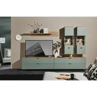 Innostyle Wohnwand >Ina< in Grün, Holzwerkstoff - 280x185x44cm (BxHxT)
