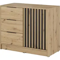 Masseno Kommode NELIANA 105 cm Sideboard mit 3 Schubladen und 1 Türen für Wohnzimmer Schlafzimmer Modern 105x45x86 cm Eiche Artisan / Eiche Artisan