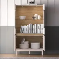 Lomadox Wohnzimmer-Set in kaschmir matt mit Eiche, mit 154 cm Lowboard, inkl. LED Beleuchtung, 3-teilig - DINAR-131