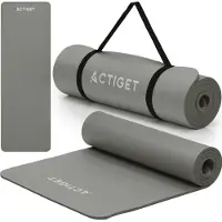 Springos ACTIGET Yogamatte, Fitnessübung, rutschfest, 183x61 cm, Pilates-Matratze, grau
