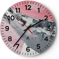 ARTTOR Wanduhr - Rund - Glasuhr - Rosa Grau Farbe - 40x40cm - Schleichendes Uhrwerk - Lautlos - zum Aufhängen bereit - Dekoration Modern - Wanddekoration aus Glas - C4AR40x40-4982