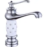 GreatDEshop2021 Wasserhahn Bad Euro Stil Waschtischarmatur Einhebel Mischbatterie Spültisch Armatur Waschbecken Armatur Weiß Chrom Keramisches Ventil