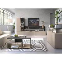 Lomadox Wohnzimmer Set 3-teilig grifflos in beige mit anthrazit, SELCE-83