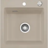 SYSTEMCERAM Flächenbündige Spüle KARA 51 F in FANGO mit Excenterbetätigung / ab Schrankbreite 50 cm / Einbauspüle
