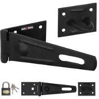 KOTARBAU Überfalle 150x75mm Riegelschloss mit Vorhängeschloss Pulverbeschichteter Stahl Schwarz Haspe Sicherheitsüberfalle Torriegel Schlossriegel Gartentor Riegel Türriegel Abschließbar Verriegelung