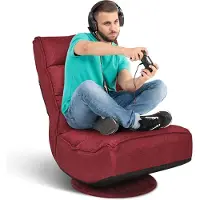 Goplus Drehbarer Bodenstuhl, Klappbarer Bodensessel, Bodensitzkissen mit Verstellbarer Rückenlehne, Faules Sofa, Gepolstert, Innere Metall-Struktur