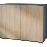 Vladon Kommode Skadu V3, Moderner Küchenschrank mit 2 großen Türen Anthrazit matt / Eiche sägerau (92,5 x 75.5 x 35)