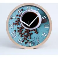 Tulup Holzuhr 20fi cm wanduhr - weiße Spitzen - schwarzer Kaffee