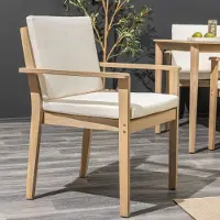 Riess Massiver Gartenstuhl KOPENHAGEN natur Akazienholz beige Outdoor inkl. Kissen Balkonstuhl Terrassenstuhl Holzstuhl Stuhl