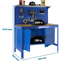 Simon Rack SIMONWORK BT3 CABINET 900 BLAU/HOLZ Metallwerkbank