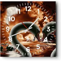 ARTTOR Wanduhr - Quadrat - Glasuhr - Schwäne Nacht Liebe - 30x30cm - Schleichendes Uhrwerk - Lautlos - zum Aufhängen bereit - Dekoration Modern - Wanddekoration aus Glas - C4AC30x30-0293