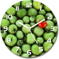 Tulup Wanduhr aus Glas 30fi Glasbild Glasuhr Gehärtetes Glas - weisse-zeiger - Ripe tomato