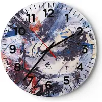 ARTTOR Wanduhr - Rund - Glasuhr - Abstraktion verschüttet Farben - 30x30cm - Schleichendes Uhrwerk - Lautlos - zum Aufhängen bereit - Dekoration Modern - Wanddekoration aus Glas - C4AR30x30-4383