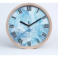 Tulup Holzuhr 20fi cm wanduhr - schwarze Spitzen - Hawaii-Blumen