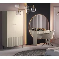 Lomadox Kleiderschrank und Schminktisch in kaschmir matt SALOU-131 modern 2-teilig mit Rillenoptik