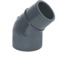 Haf 1x PVC Fittings Winkel 45° reduziert mit 63mm x 50/63mm | Klebemuffe x Klebemuffe/Klebestutzen | Winkelverbinder aus grauem PVC-U | PN16 für Rohr