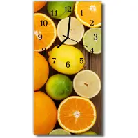 Tulup Glasuhr Wanduhr Küchenuhr Echt-Glas 30x60 Obst Orange