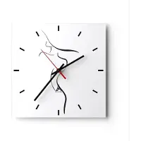 ARTTOR Wanduhr - Quadrat - Glasuhr - Minimalismus Frau Hut - 40x40cm - Schleichendes Uhrwerk - Lautlos - zum Aufhängen bereit - Dekoration Modern - Wanddekoration aus Glas - C3AC40x40-4908