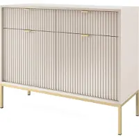 Masseno Kommode STELLARE 104 cm Sideboard mit 2 Schubladen und 2 Türen für Wohnzimmer Schlafzimmer Modern 104x39x83 cm Kaschmir / Kaschmir