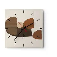 ARTTOR Wanduhr - Quadrat - Glasuhr - Abstraktion Braun Minimalismus - 40x40cm - Schleichendes Uhrwerk - Lautlos - zum Aufhängen bereit - Dekoration Modern - Wanddekoration aus Glas - C3AC40x40-4212