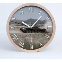 Tulup Holzuhr 25fi cm wanduhr - weiße Spitzen - Tank in der Wüste