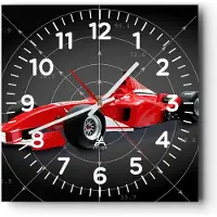 ARTTOR Wanduhr - Quadrat - Glasuhr - Formel F1 Auto Geschwindigkeit - 30x30cm - Schleichendes Uhrwerk - Lautlos - zum Aufhängen bereit - Dekoration Modern - Wanddekoration aus Glas - C4AC30x30-2255