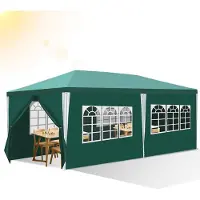 Fiqops Faziango 3 x 6 m Garten Pavillon mit 5 Seitenteilen tragbares wasserdichtes Zelt Partyzelt, grün
