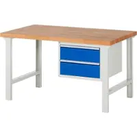 RAU Werkbank mit 2 Schubladen - Vollauszug - 180:2 - 840 x 1.500 x 900 mm (HxBxT) - Traglast 750 kg - Buche