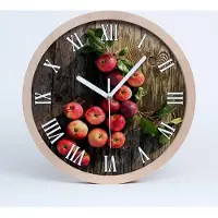 Tulup Holzuhr 30fi cm wanduhr - weiße Spitzen - Äpfel auf dem Tisch