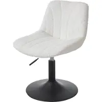 Vasagle Schminkstuhl, Stizhocker, 65,5-77,5 cm höhenverstellbar, Barhocker, drehbar, Sherpa-Bezug, weiß
