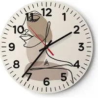 ARTTOR Wanduhr - Rund - Glasuhr - Linie Kunst Boho - 40x40cm - Schleichendes Uhrwerk - Lautlos - zum Aufhängen bereit - Dekoration Modern - Wanddekoration aus Glas - C4AR40x40-4728