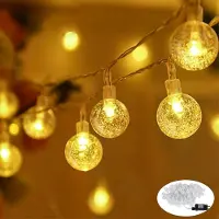 JOIEYOU Lichterkette 20m 160er LED Kugel Lichterketten für Innen Warmweiß mit Stecker 8 Modi IP44 5m Stromkabel Glühbirnelichterkette ideal für Weihnachten Hochzeit Party, Transparente Linie