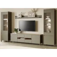 Furn.Design Wohnwand "Finnes" in Salbei und Eiche Wohnkombination skandinavisch 4-teilig 339 cm, Soft-Close
