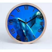 Tulup Holzuhr 25fi cm wanduhr - schwarze Spitzen - zwei Delphine