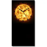 Tulup Wanduhr aus Glas – 30x60 cm - Glasbild - Glasuhr - Gehärtetes Glas -Sonne