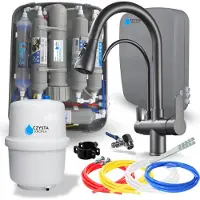 ARI Wasserfilter Set RO7 Slim mit 3-Wege Küchenarmatur Nordic Grafit, 7-stufige Filtration, Umkehrosmose, Mineralisierung