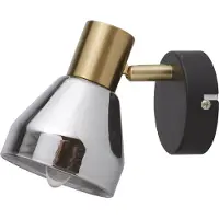 Licht-Erlebnisse Deckenstrahler Metall Rauchglas E14 verstellbar in Schwarz Rauchgrau Messing matt Retro Design Wandspot