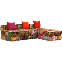 vidaXL "im Angebot" 3-Sitzer Modularer Pouf Patchwork Stoff - Gartenmöbelauflagen CC1656