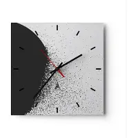 ARTTOR Wanduhr - Quadrat - Glasuhr - Abstraktion Schwarzweiß Geometrie - 40x40cm - Schleichendes Uhrwerk - Lautlos - zum Aufhängen bereit - Dekoration Modern - Wanddekoration aus Glas - C3AC40x40-4922